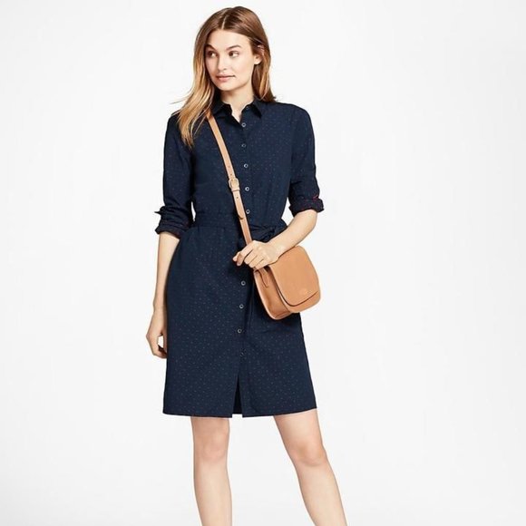 Brooks Brothers Dresses & Skirts - Brooks Brothers Belted Bib Dress Navy 16